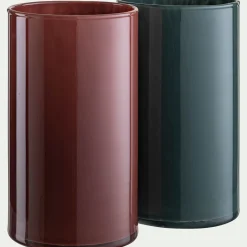 Vase tube en verre H23cm - bleu