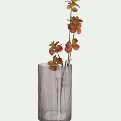 Vase tube en verre H25cm - gris