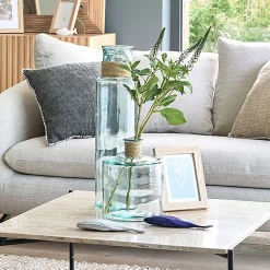 Vase tube en verre recyclé h55cm - transparent