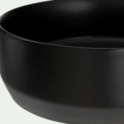 Vasque de salle de bains ronde en céramique avec bords fins - noir