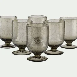 Verre à pied en verre bullé 25cl - gris