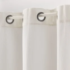 Voilage à œillets en double gaze de coton finition franges 130x250cm - blanc écru