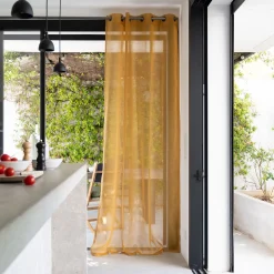 Voilage à œillets en polyester 135x250cm - jaune argan