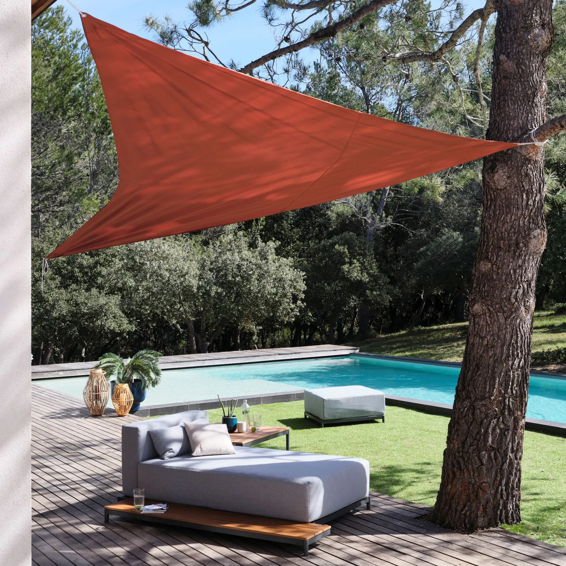 Voile d'ombrage triangle 3,6m - rouge rustrel